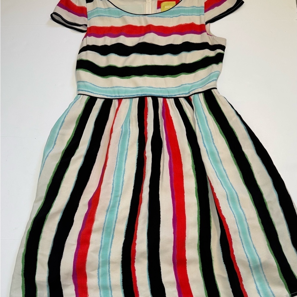 Maeve Anthropologie Peralta Striped Fit and Flare Dress size 6